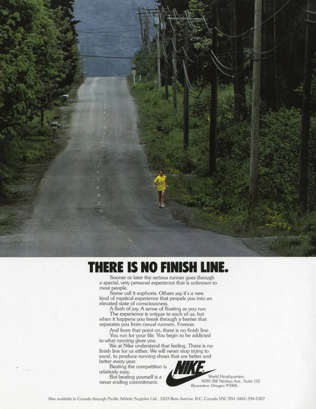 Original ad for “There is no finish line.”